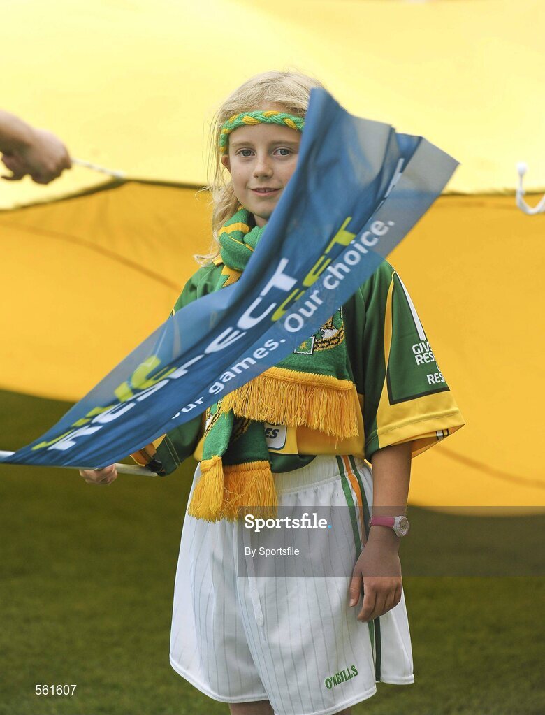 18 September 2011; A flag bearer before the game. GAA Football All-Ireland Senior Championship Final, Kerry v Dublin, Croke Park, Dublin. Photo by Sportsfile