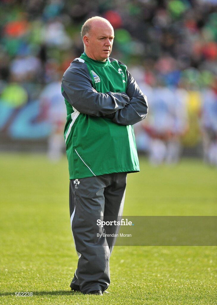 25 September 2011; Ireland head coach Declan Kidney. 2011 Rugby World Cup, Pool C, Ireland v Russia, Rotorua International Stadium, Rotorua, New Zealand. Picture credit: Brendan Moran / SPORTSFILE