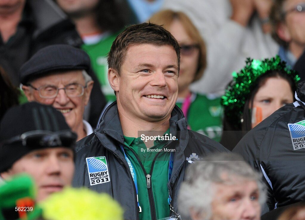 25 September 2011; Ireland captain Brian O'Driscoll looks on from the stands. 2011 Rugby World Cup, Pool C, Ireland v Russia, Rotorua International Stadium, Rotorua, New Zealand. Picture credit: Brendan Moran / SPORTSFILE