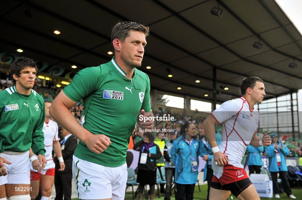 25 September 2011; Ireland out-half Ronan O'Gara comes onto the pitch before the game. 2011 Rugby World Cup, Pool C, Ireland v Russia, Rotorua International Stadium, Rotorua, New Zealand. Picture credit: Brendan Moran / SPORTSFILE