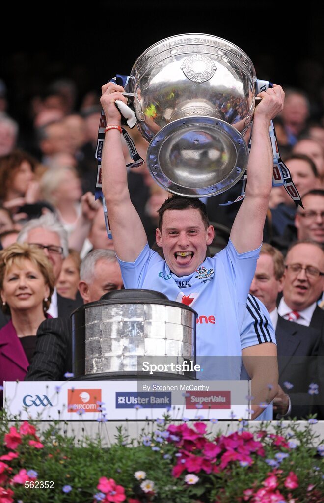 18 September 2011; Philip McMahon, Dublin, lifts The Sam Maguire Cup. GAA Football All-Ireland Senior Championship Final, Kerry v Dublin, Croke Park, Dublin. Picture credit: Stephen McCarthy / SPORTSFILE