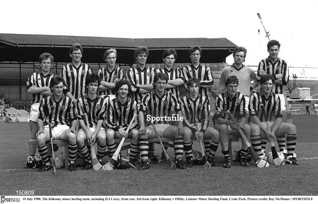 10 July 1988; The Kilkenny minor hurling team, including D.J Carey, front row, 3rd from right. Kilkenny v Offaly, Leinster Minor Hurling Final, Croke Park. Picture credit; Ray McManus / SPORTSFILE