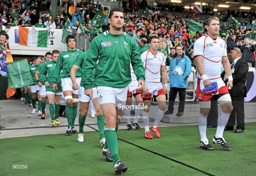 25 September 2011; Ireland's Rob Kearney makes his way onto the pitch before the game. 2011 Rugby World Cup, Pool C, Ireland v Russia, Rotorua International Stadium, Rotorua, New Zealand. Picture credit: Brendan Moran / SPORTSFILE