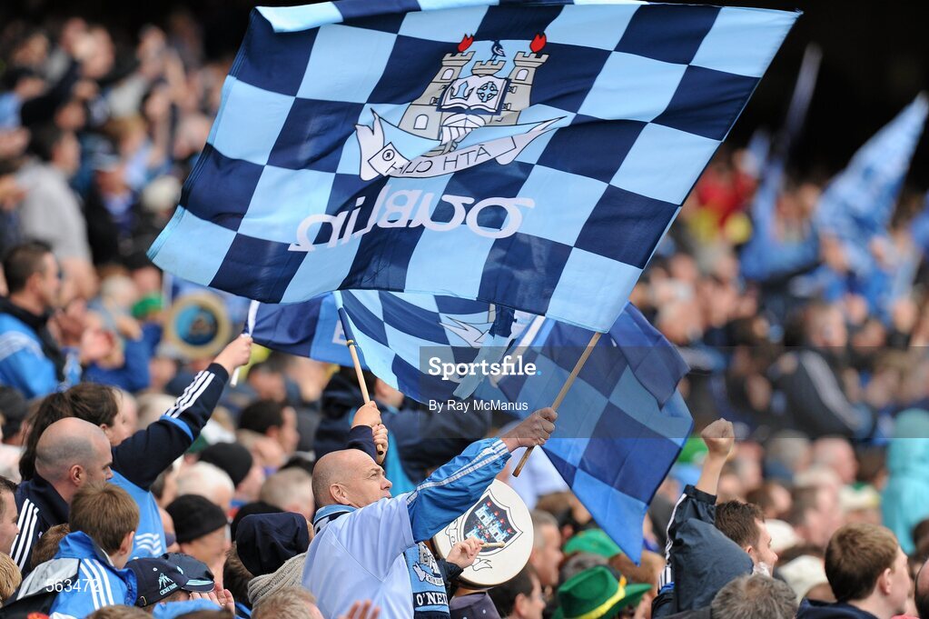 18 September 2011; Dublin supporters during the game. GAA Football All-Ireland Senior Championship Final, Kerry v Dublin, Croke Park, Dublin. Picture credit: Ray McManus / SPORTSFILE