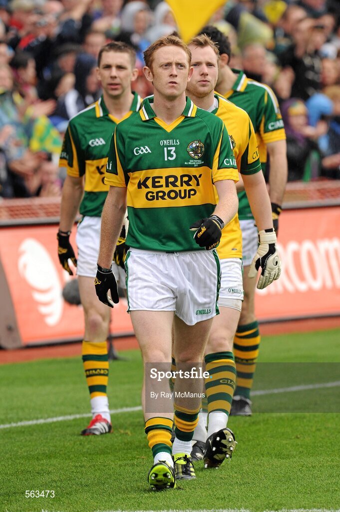 18 September 2011; Kerry captain Colm Cooper leads his team during the pre-match parade. GAA Football All-Ireland Senior Championship Final, Kerry v Dublin, Croke Park, Dublin. Picture credit: Ray McManus / SPORTSFILE