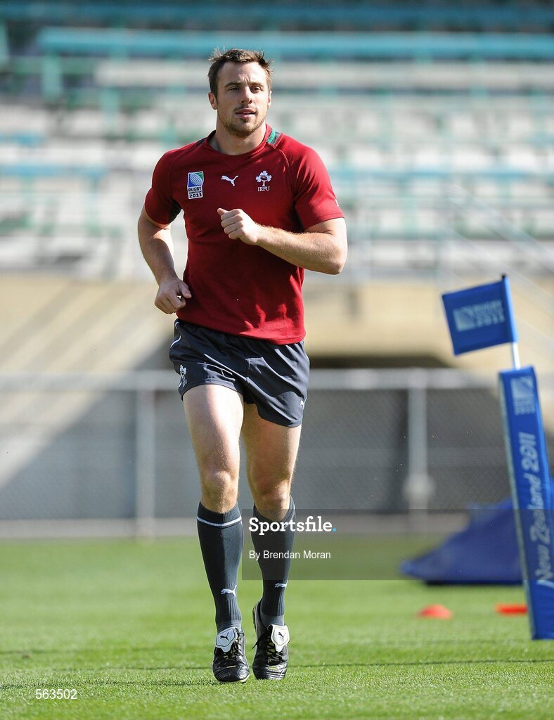 28 September 2011; Ireland winger Tommy Bowe in action during squad training ahead of their 2011 Rugby World Cup, Pool C, game against Italy on Sunday. Ireland Rugby Squad Training, Carisbrook Stadium, Dunedin, New Zealand. Picture credit: Brendan Moran / SPORTSFILE