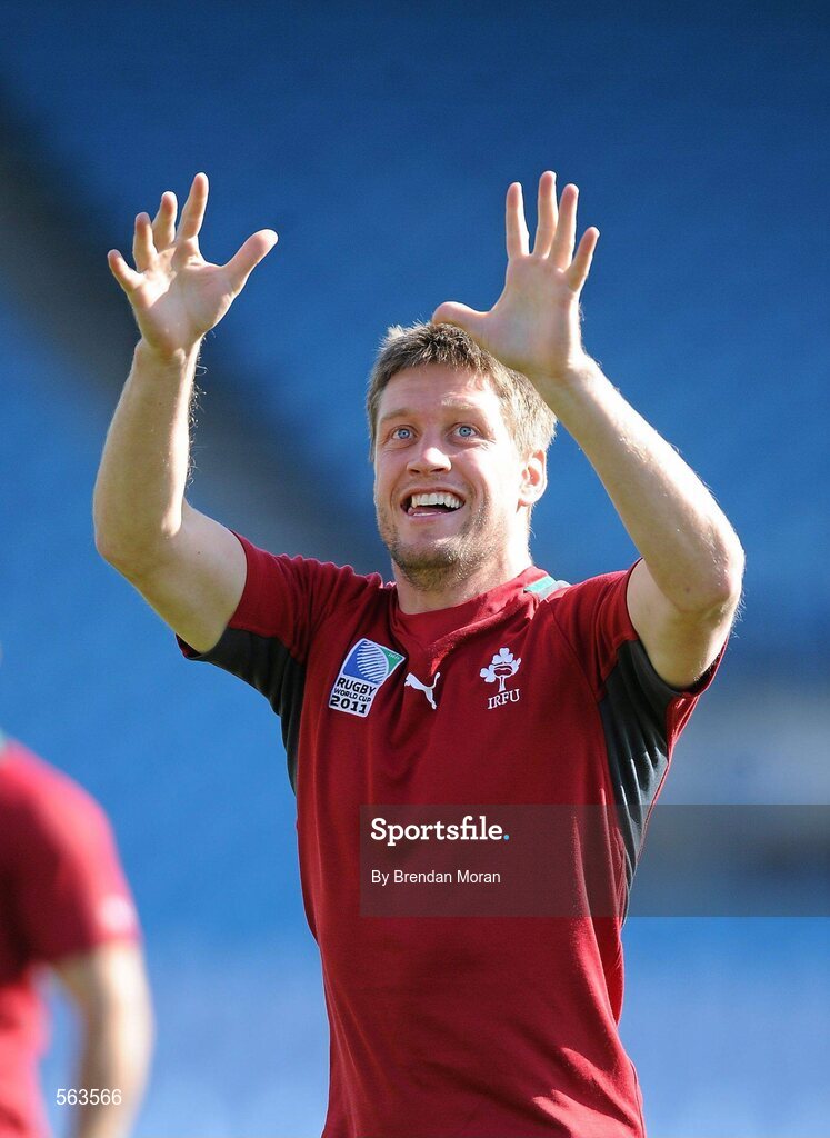 28 September 2011; Ireland scrum-half Ronan O'Gara in action during squad training ahead of their 2011 Rugby World Cup, Pool C, game against Italy on Sunday. Ireland Rugby Squad Training, Carisbrook Stadium, Dunedin, New Zealand. Picture credit: Brendan Moran / SPORTSFILE