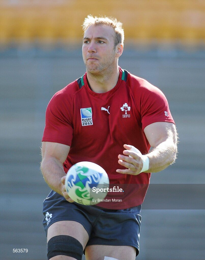 28 September 2011; Ireland flanker Stephen Ferris in action during squad training ahead of their 2011 Rugby World Cup, Pool C, game against Italy on Sunday. Ireland Rugby Squad Training, Carisbrook Stadium, Dunedin, New Zealand. Picture credit: Brendan Moran / SPORTSFILE