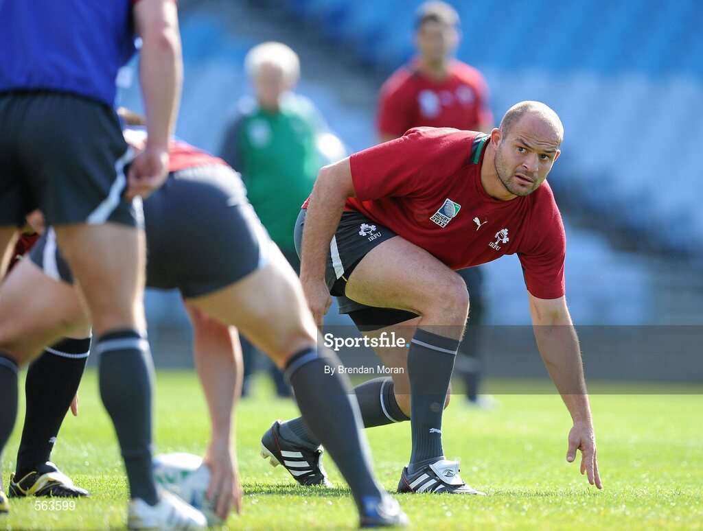 28 September 2011; Ireland hooker Rory Best in action during squad training ahead of their 2011 Rugby World Cup, Pool C, game against Italy on Sunday. Ireland Rugby Squad Training, Carisbrook Stadium, Dunedin, New Zealand. Picture credit: Brendan Moran / SPORTSFILE