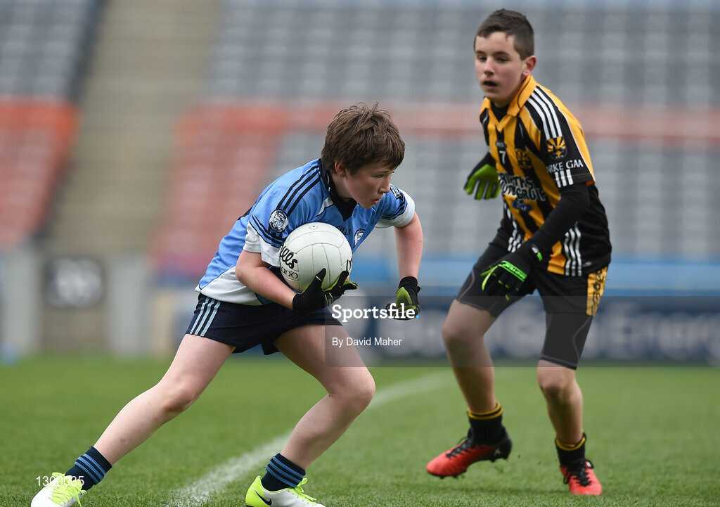 12 April 2017; Padraig Kane representing Allen Gaels GAA Club, Co. Leitrim, in action against William Moran representing Parke GAA Club, Castlebar, Co. Mayo, during The Go Games Provincial Days in partnership with Littlewoods Ireland Day 3 at Croke Park in Dublin. Photo by David Maher/Sportsfile