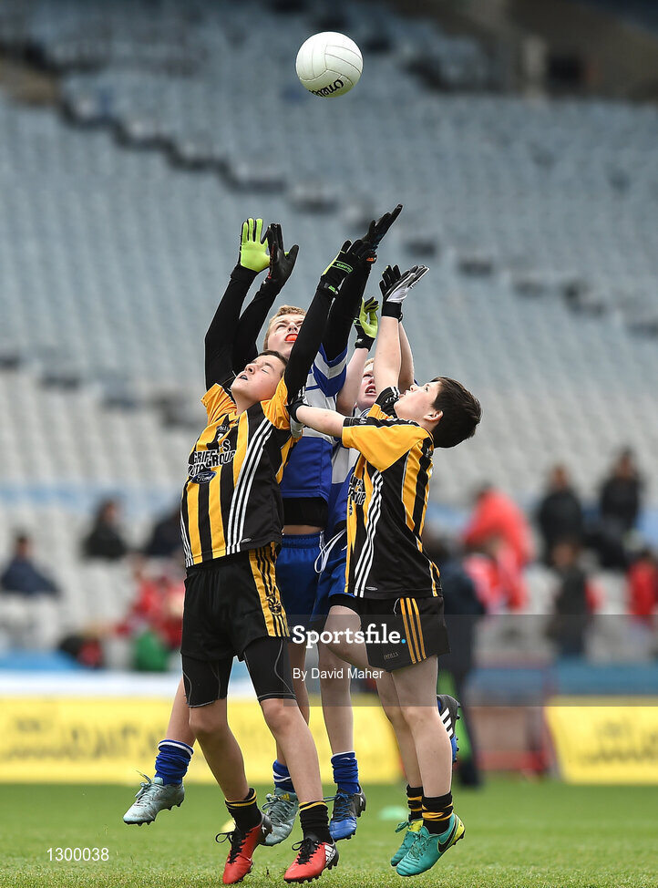 12 April 2017; William Ward and Cathal Keavney representing Parke GAA Club, Castlebar, Co.Mayo, in action against Daniel Philpott and Brian Mitchell representing Killannin GAA Club, Co.Galway, during The Go Games Provincial Days in partnership with Littlewoods Ireland Day 3 at Croke Park in Dublin. Photo by David Maher/Sportsfile