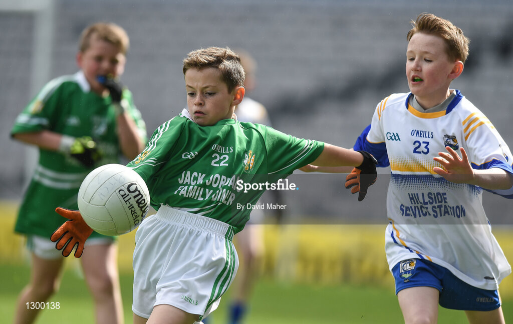 12 April 2017; Sean Cloonan, left, representing Dunmore MacHales GAA Club, Co. Galway in action against Tiernan Egan representing Hollymount Carromore GAA Club, Co. Mayo during The Go Games Provincial Days in partnership with Littlewoods Ireland Day 3 at Croke Park in Dublin. Photo by David Maher/Sportsfile