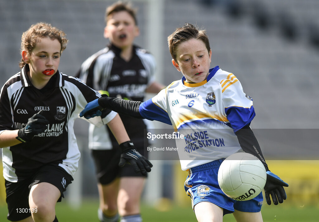 12 April 2017; John Dillon representing Jollymount Carramore GAA Club, Co. Mayo in action against Catlin Kilgunn, representing Glen Gaels GAA Club, Co. Leitrim during The Go Games Provincial Days in partnership with Littlewoods Ireland Day 3 at Croke Park in Dublin. Photo by David Maher/Sportsfile