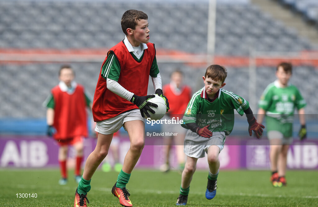 12 April 2017; Ben Clavin, left, representing Bunninadden Ballymote GAA Club, Co. Sligo in action against Brian Meehan representing Dunmore MacHales GAA club, Co. Galway during The Go Games Provincial Days in partnership with Littlewoods Ireland Day 3 at Croke Park in Dublin. Photo by David Maher/Sportsfile