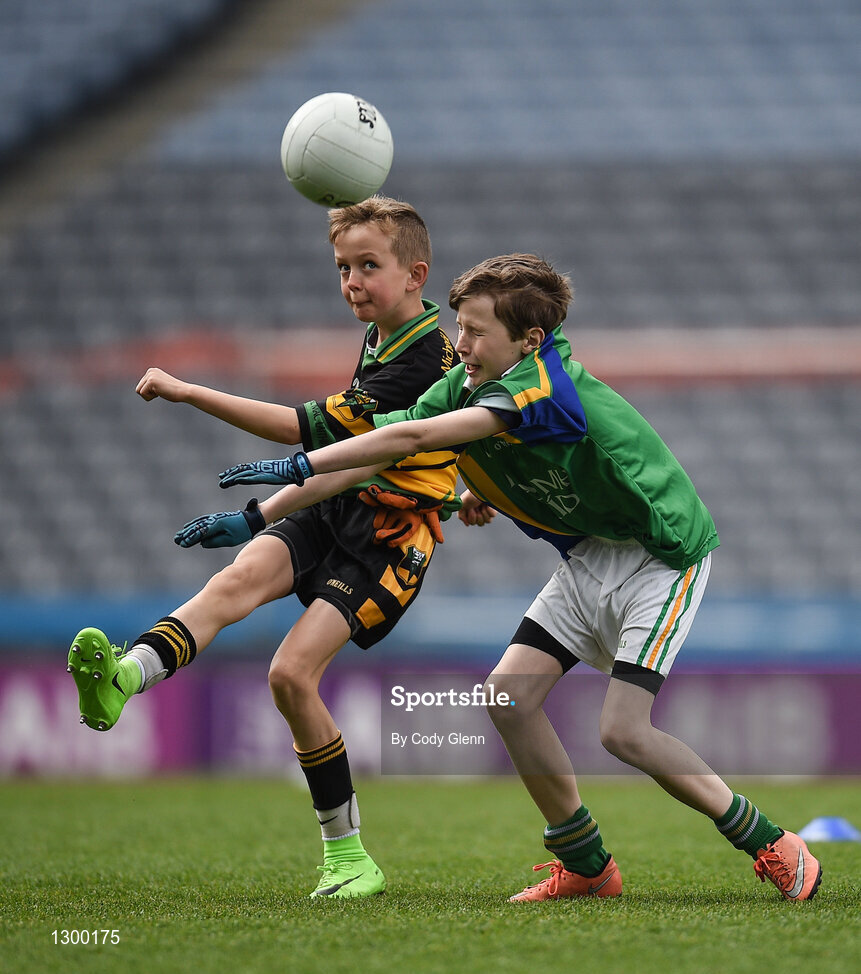 12 April 2017; Mikey Keadin, representing Michael Glaveys GAA Club, Co Roscommon, in action against Shane Gallagher, representing St Brigids GAA Club, Co Roscommon, during The Go Games Provincial Days in partnership with Littlewoods Ireland Day 3 at Croke Park in Dublin. Photo by Cody Glenn/Sportsfile