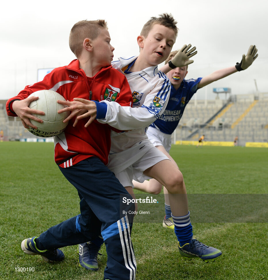 12 April 2017; Adam Hynes representing Tuam Stars GAA Club, Co Galway, battles goalkeeper Colm Dwyer, representing St Ronans GAA Club, Co Roscommon, during The Go Games Provincial Days in partnership with Littlewoods Ireland Day 3 at Croke Park in Dublin. Photo by Cody Glenn/Sportsfile