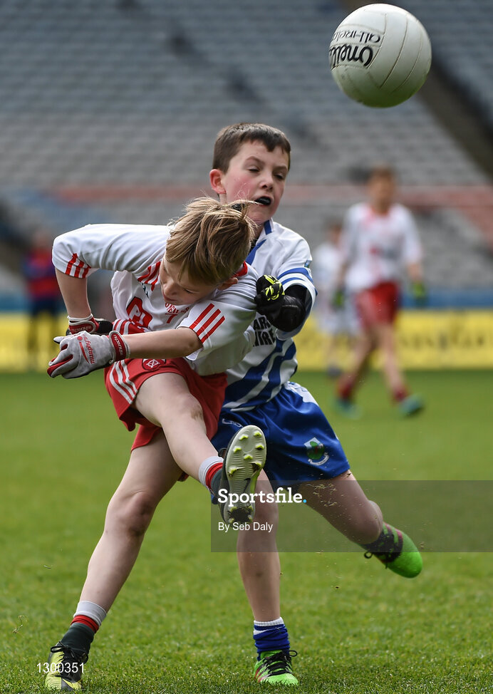 13 April 2017; Shane Coleman representing Killererin GAA Club, Co. Galway, in action against Conor Lang representing St Farnans GAA Club, Co. Sligo, during the Go Games Provincial Days in partnership with Littlewoods Ireland Day 4 at Croke Park in Dublin. Photo by Seb Daly/Sportsfile