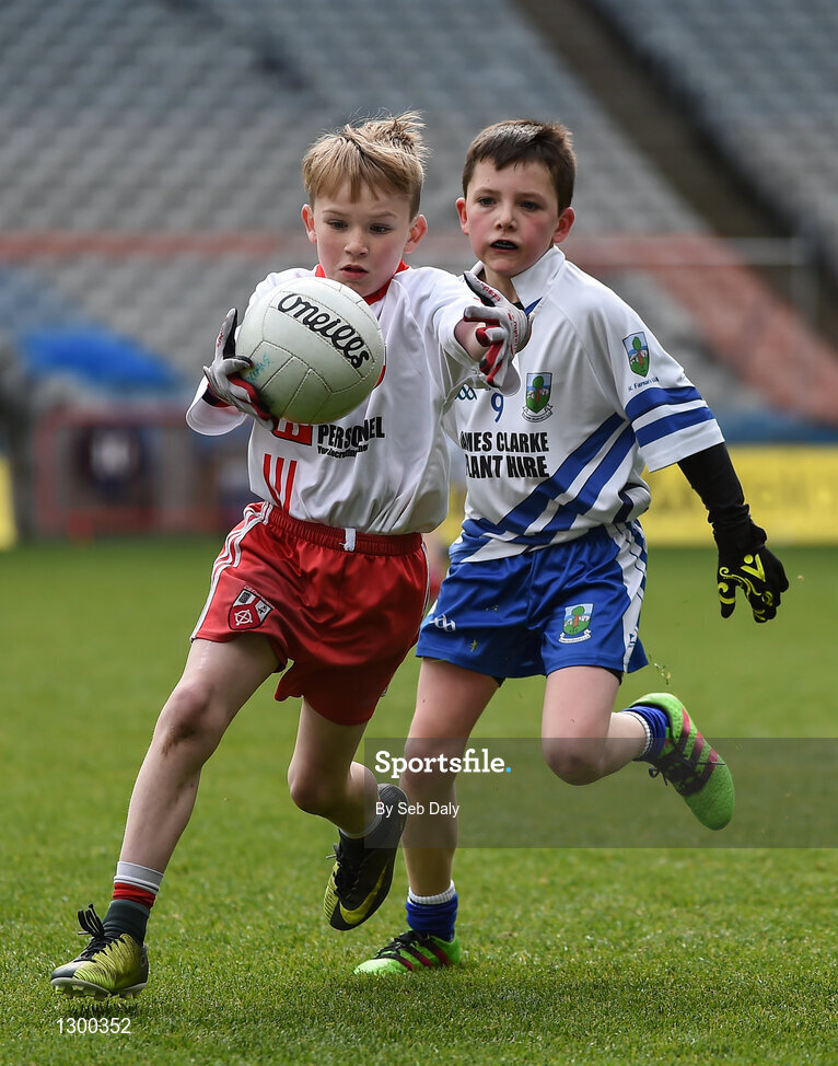 13 April 2017; Shane Coleman representing Killererin GAA Club, Co. Galway, in action against Conor Lang representing St Farnans GAA Club, Co. Sligo, during the Go Games Provincial Days in partnership with Littlewoods Ireland Day 4 at Croke Park in Dublin. Photo by Seb Daly/Sportsfile