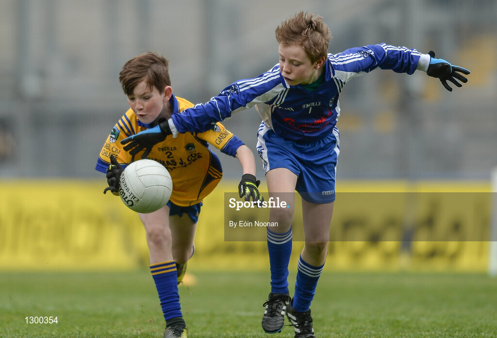 13 April 2017; Benoir McKiernan representing St Marys GAA Club, Kiltoghert, Co. Leitrim in action against Tristan Hoey representing Kilglass Gaels GAA Club, Co. Roscommon, during the Go Games Provincial Days in partnership with Littlewoods Ireland Day 4 at Croke Park in Dublin. Photo by Eóin Noonan/Sportsfile