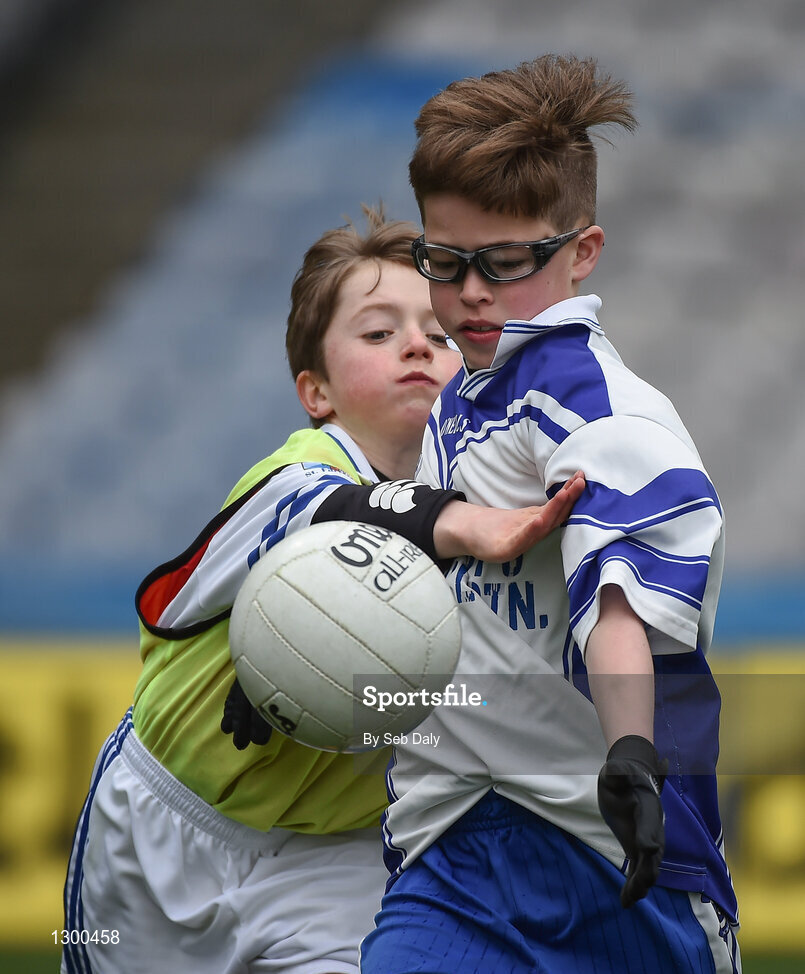 13 April 2017; Liam Crowe representing St Marys GAA Club, Co. Leitrim, in action against Donnacha McGowan representing Farnans GAA Club, Co. Sligo, during the Go Games Provincial Days in partnership with Littlewoods Ireland Day 4 at Croke Park in Dublin. Photo by Seb Daly/Sportsfile