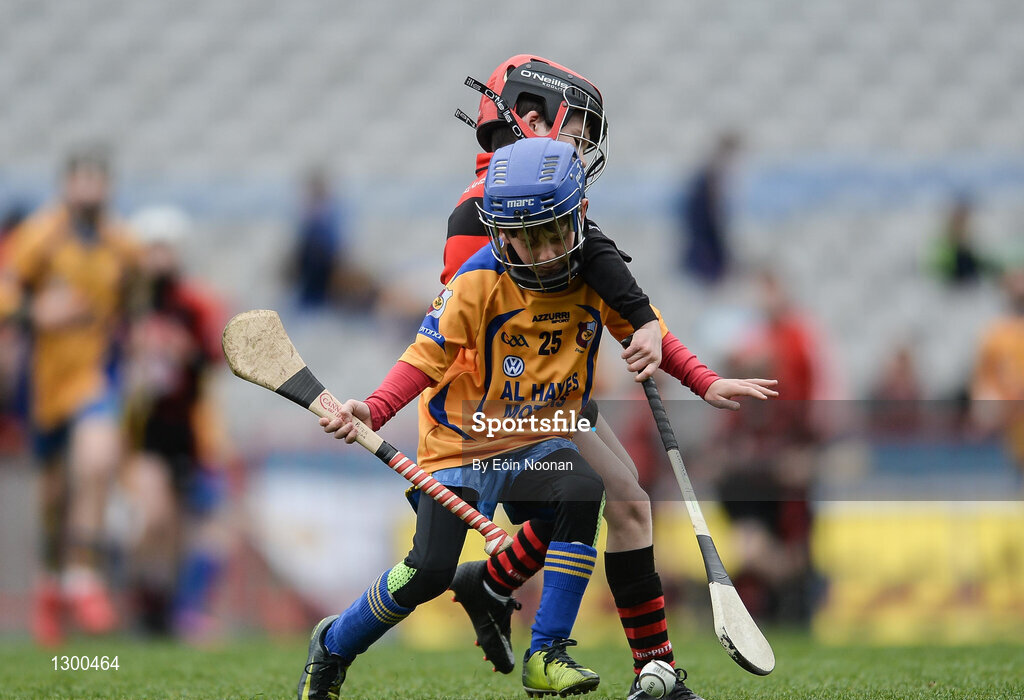 13 April 2017; Peter Duggan representing Portumna GAA Club, Co. Galway, in action against Daniel Lawless representing Cappataggle GAA Club, Co. Galway, during the Go Games Provincial Days in partnership with Littlewoods Ireland Day 4 at Croke Park in Dublin. Photo by Eóin Noonan/Sportsfile