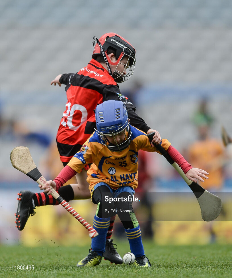 13 April 2017; Peter Duggan representing Portumna GAA Club, Co. Galway, in action against Daniel Lawless representing Cappataggle GAA Club, Co. Galway, during the Go Games Provincial Days in partnership with Littlewoods Ireland Day 4 at Croke Park in Dublin. Photo by Eóin Noonan/Sportsfile