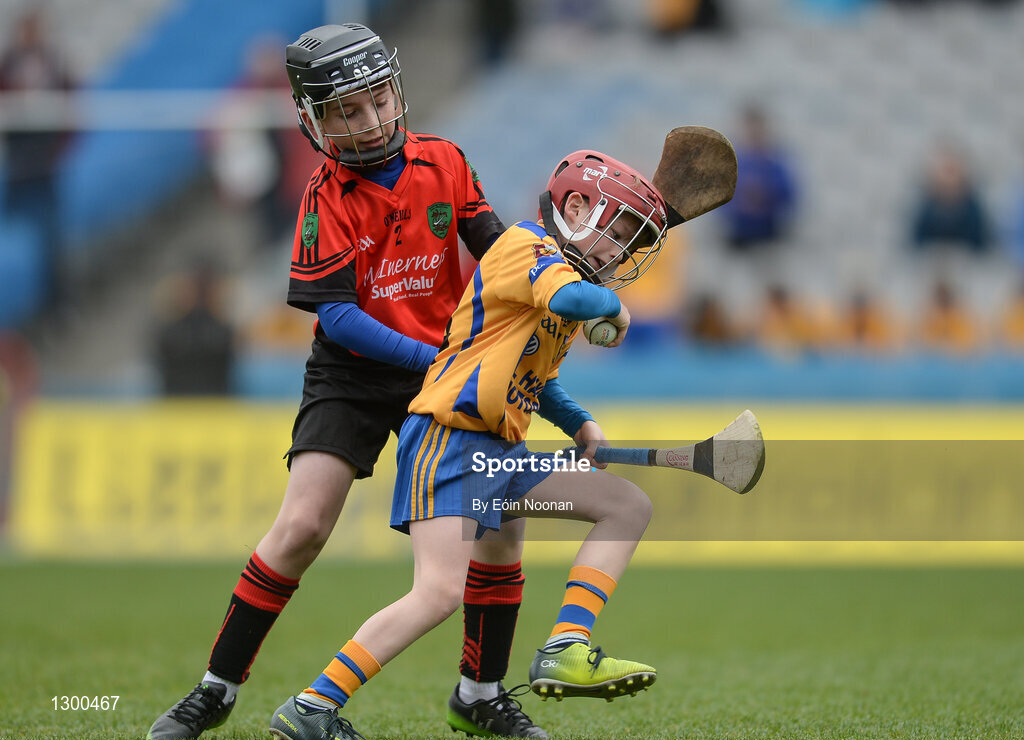 13 April 2017; Andrew Canning representing Portumna Gaa Club, Co. Galway, in action against James Lyons representing Tommy Larkins GAA Club, Co. Galway, during the Go Games Provincial Days in partnership with Littlewoods Ireland Day 4 at Croke Park in Dublin. Photo by Eóin Noonan/Sportsfile