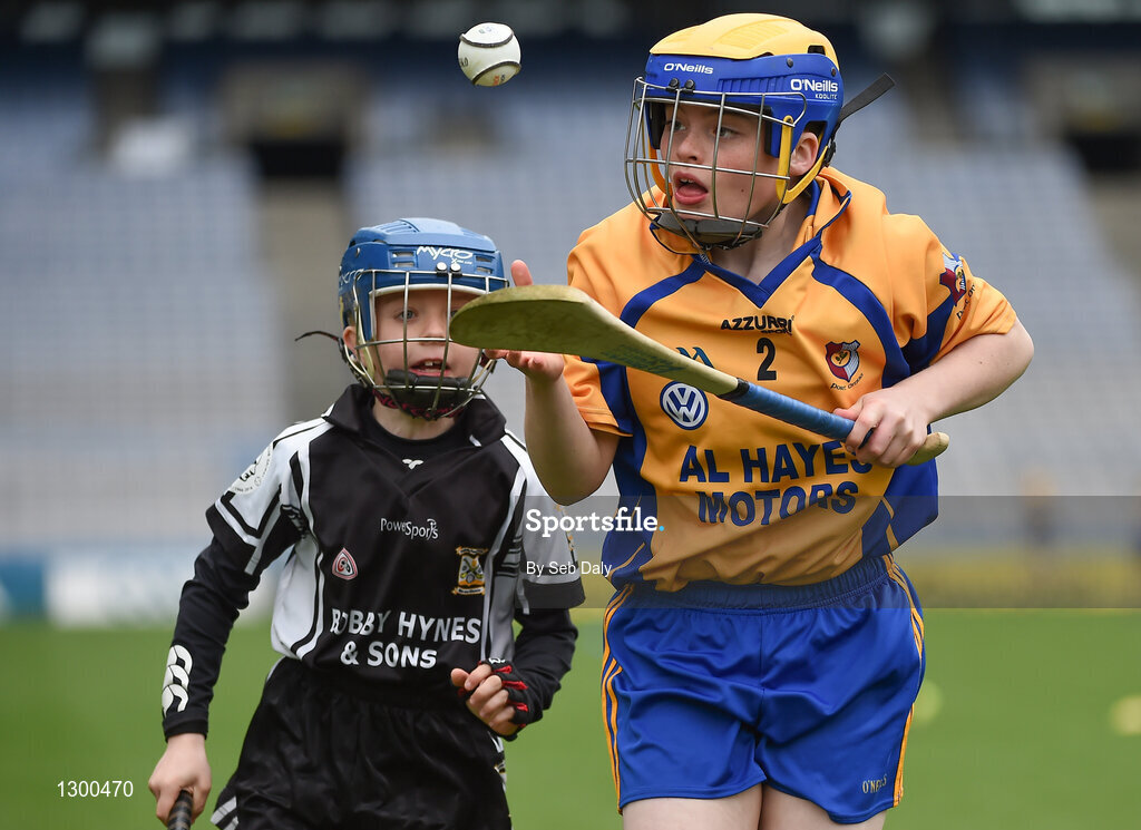 13 April 2017; Eóin Ward O'Mara representing Portumna GAA Club, Co. Galway, in action against Darren Moran representing Padraig Pearses GAA Club, Co. Galway, during the Go Games Provincial Days in partnership with Littlewoods Ireland Day 4 at Croke Park in Dublin. Photo by Seb Daly/Sportsfile