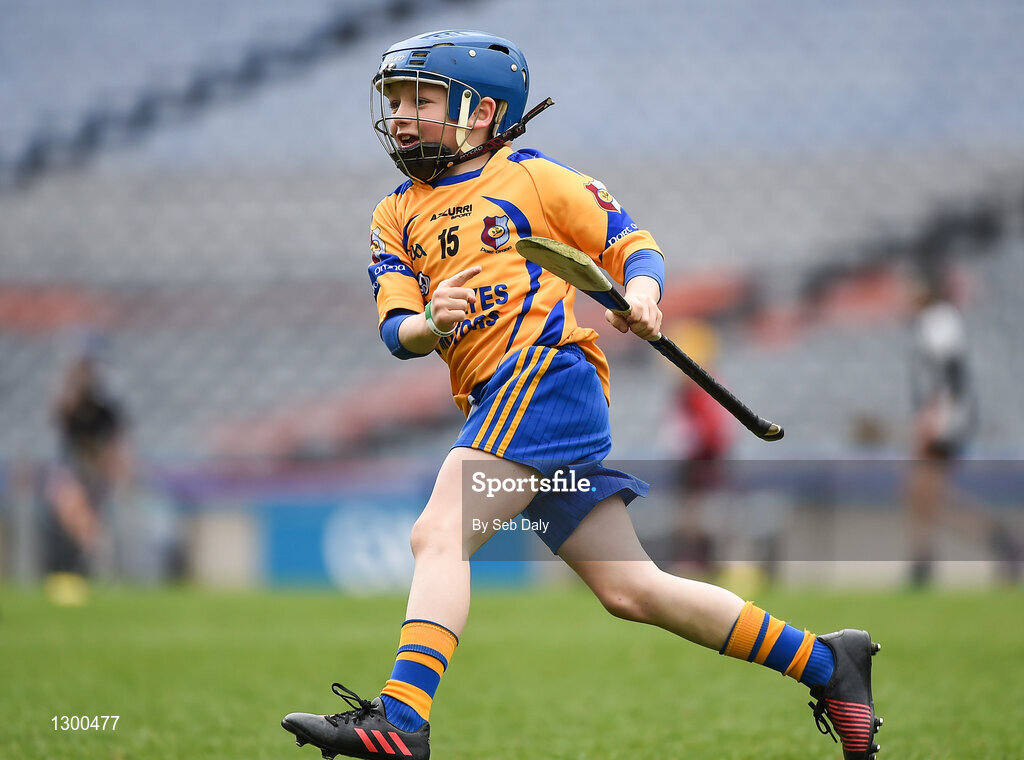 13 April 2017; Jody Canning, nephew of Galway senior hurler Joe Canning, representing Portumna GAA Club, Co. Galway, celebrates after scoring a point during the Go Games Provincial Days in partnership with Littlewoods Ireland Day 4 at Croke Park in Dublin. Photo by Seb Daly/Sportsfile