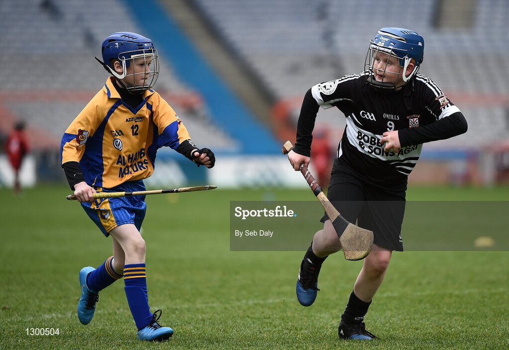 13 April 2017; Darragh Roache representing Padraig Pearses GAA Club, Co. Galway, in action against Shane Cleary representing Portumna GAA Club, Co. Galway, during the Go Games Provincial Days in partnership with Littlewoods Ireland Day 4 at Croke Park in Dublin. Photo by Seb Daly/Sportsfile