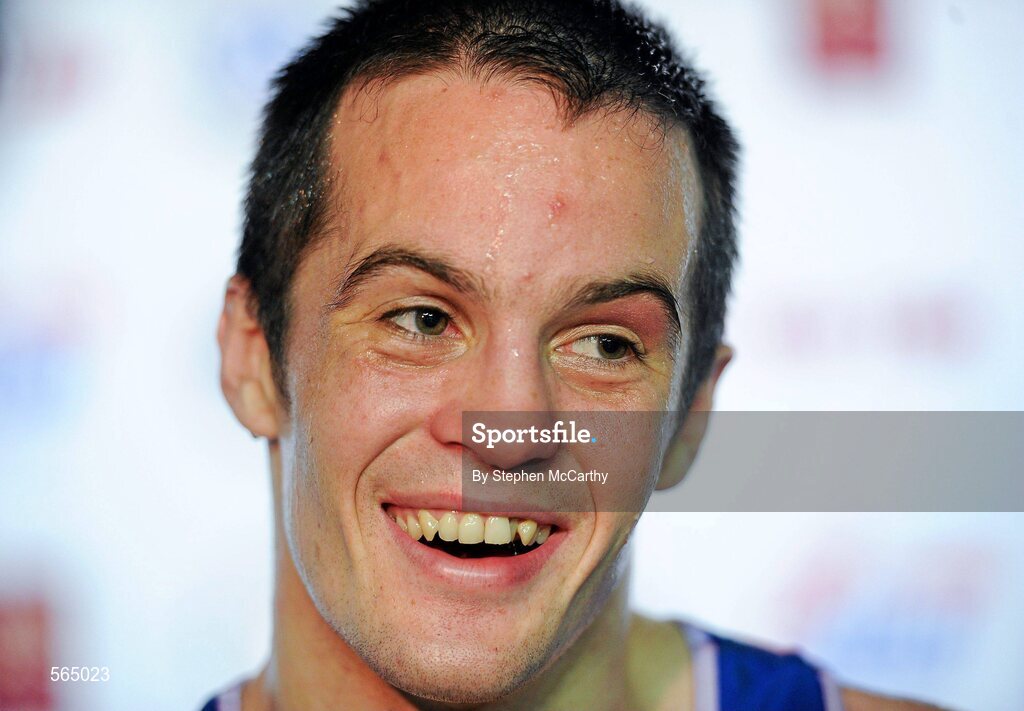 4 October 2011; Darren O'Neill, Paulstown B.C., Kilkenny, representing Ireland, speaking after his victory over Mladen Manev, Bulgaria, following their 75kg bout. O'Neill's 19-12 victory ensured progression to the Quarter-Finals and also qualification for the London 2012 Olympic Games. 2011 AIBA World Boxing Championships - Last 16, Darren O'Neill v Mladen Manev. Heydar Aliyev Sports and Exhibition Complex, Baku, Azerbaijan. Picture credit: Stephen McCarthy / SPORTSFILE