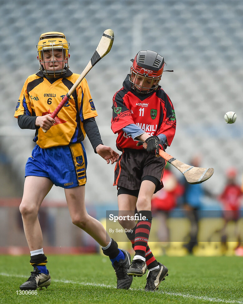 13 April 2017; Mark Leonard, right, representing Tommy Larkins GAA Club, Co. Galway, in action against Darren Hynes representing Michael Cusacks GAA Club, Co. Galway, during the Go Games Provincial Days in partnership with Littlewoods Ireland Day 4 at Croke Park in Dublin. Photo by Seb Daly/Sportsfile