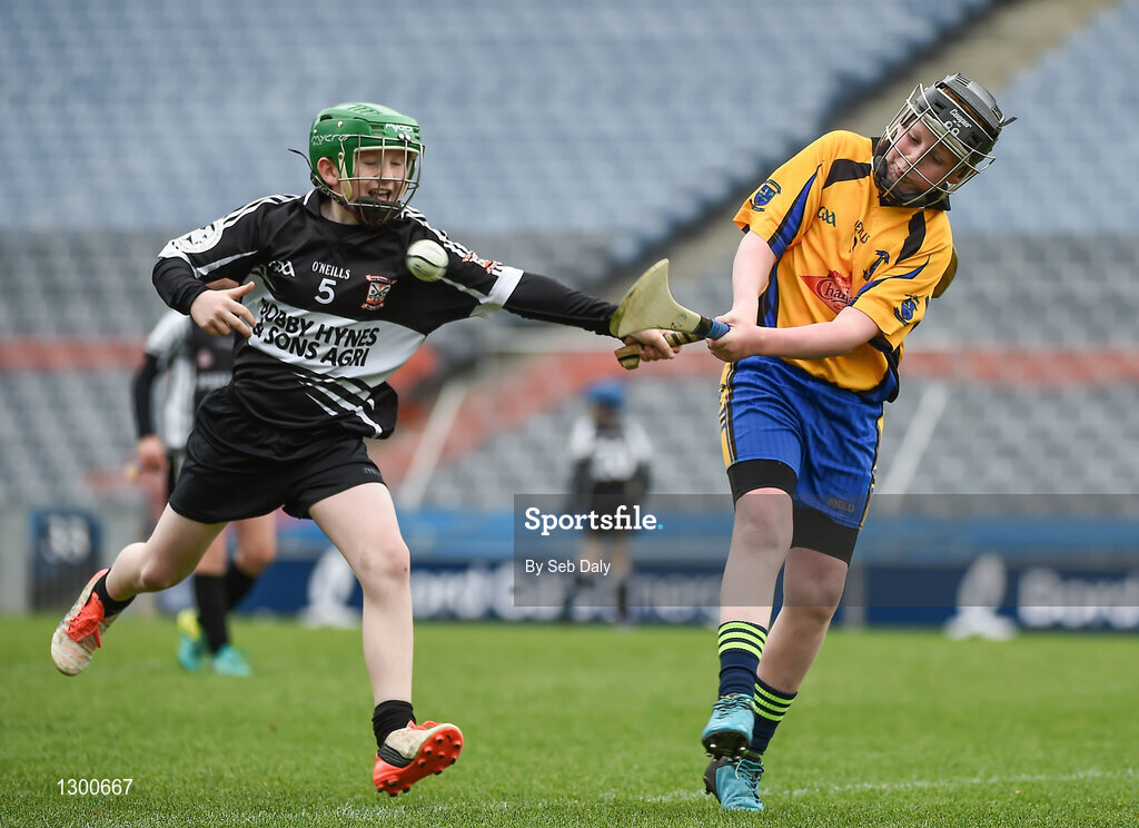 13 April 2017; Brian Lelly Staunton representing Michael Cusacks GAA Club, Co. Galway, in action against Jack Reilly representing Padraig Pearses GAA Club, Co. Galway during the Go Games Provincial Days in partnership with Littlewoods Ireland Day 4 at Croke Park in Dublin. Photo by Seb Daly/Sportsfile