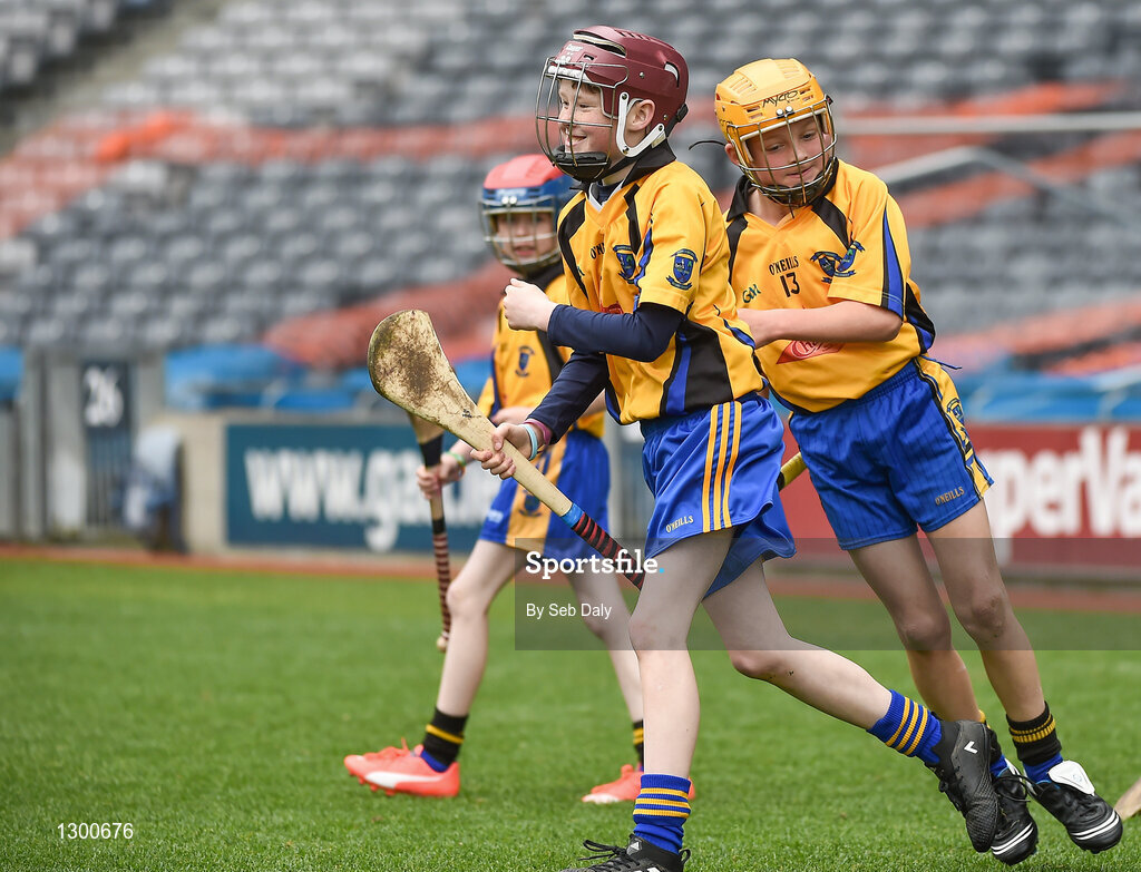 13 April 2017; Jim Veale, left, and Philip O'Connor of Michael Cusacks GAA Club, Co. Galway, celebrate a goal for their team, during the Go Games Provincial Days in partnership with Littlewoods Ireland Day 4 at Croke Park in Dublin. Photo by Seb Daly/Sportsfile