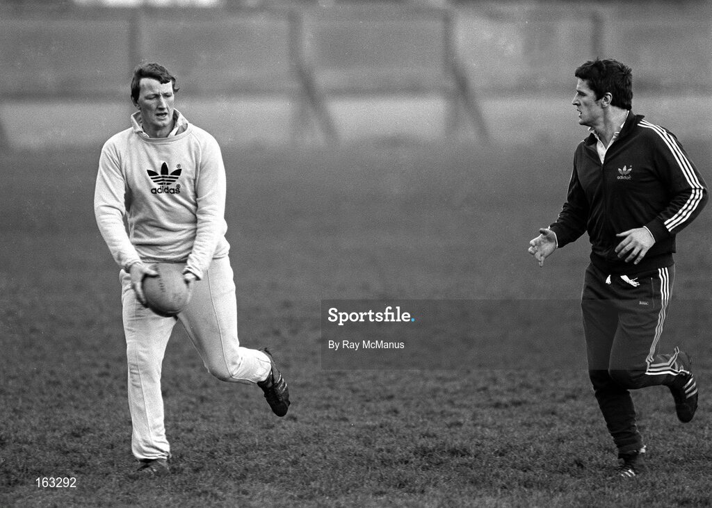 1 February 1981; John O'Driscoll, right, in action during training with Willie Duggan. Irish rugby squad training, Dublin. Picture credit; Ray McManus / SPORTSFILE