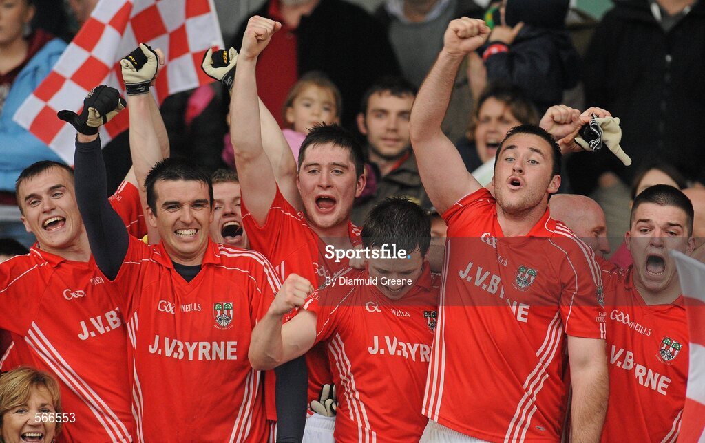 9 October 2011; Edenderry players celebrate after victory over Clara. Tullamore Court Hotel Senior Football Final, Clara v Edenderry, O'Connor Park, Tullamore, Co. Offaly. Picture credit: Diarmuid Greene / SPORTSFILE