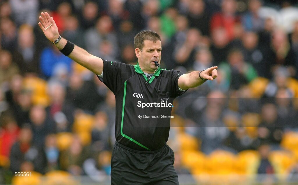 9 October 2011; Referee Damien Brazil. Tullamore Court Hotel Senior Football Final, Clara v Edenderry, O'Connor Park, Tullamore, Co. Offaly. Picture credit: Diarmuid Greene / SPORTSFILE