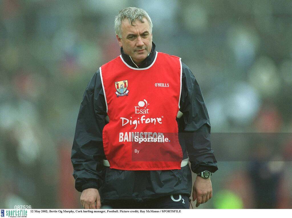 21 April 2002; Bertie Og Murphy, Cork hurling manager, Football. Picture credit; Ray McManus / SPORTSFILE