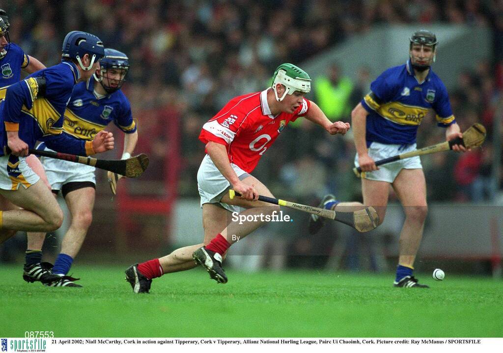 21 April 2002; Niall McCarthy, Cork in action against Tipperary, Cork v Tipperary, Allianz National Hurling League, Pairc Ui Chaoimh, Cork. Picture credit: Ray McManus / SPORTSFILE