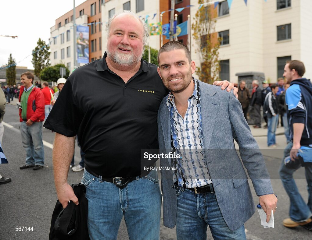 18 September 2011; Retired boxer Bernard Dunne with Martin Donnelly, left, on their arrival at Croke Park before the game. GAA Football All-Ireland Senior Championship Final, Kerry v Dublin, Croke Park, Dublin. Picture credit: Ray McManus / SPORTSFILE