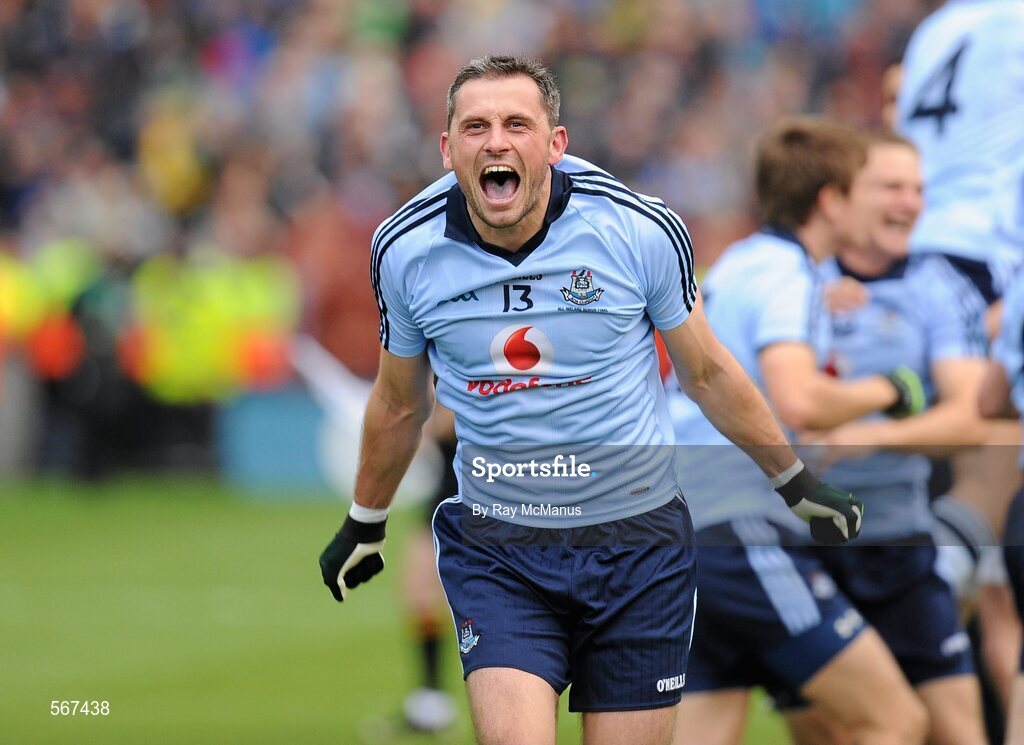 18 September 2011; Alan Brogan, Dublin, celebrates at the final whistle. GAA Football All-Ireland Senior Championship Final, Kerry v Dublin, Croke Park, Dublin. Picture credit: Ray McManus / SPORTSFILE