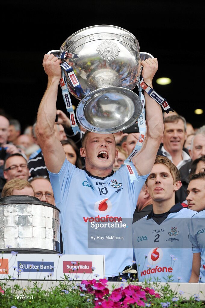 18 September 2011; Paul Flynn, Dublin, lifts the Sam Maguire Cup. GAA Football All-Ireland Senior Championship Final, Kerry v Dublin, Croke Park, Dublin. Picture credit: Ray McManus / SPORTSFILE