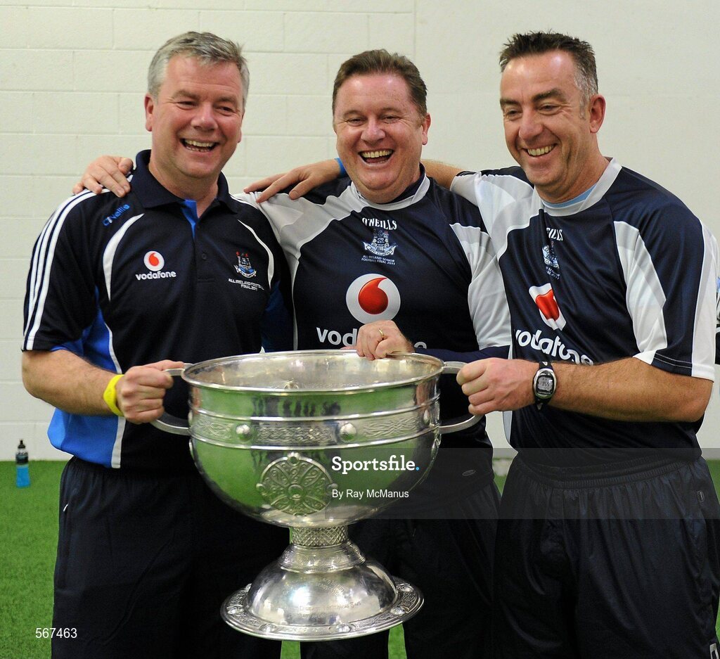 18 September 2011; Ray Boyne, Paudge Byrne and Gary Matthews with the Sam Maguire Cup. GAA Football All-Ireland Senior Championship Final, Kerry v Dublin, Croke Park, Dublin. Picture credit: Ray McManus / SPORTSFILE