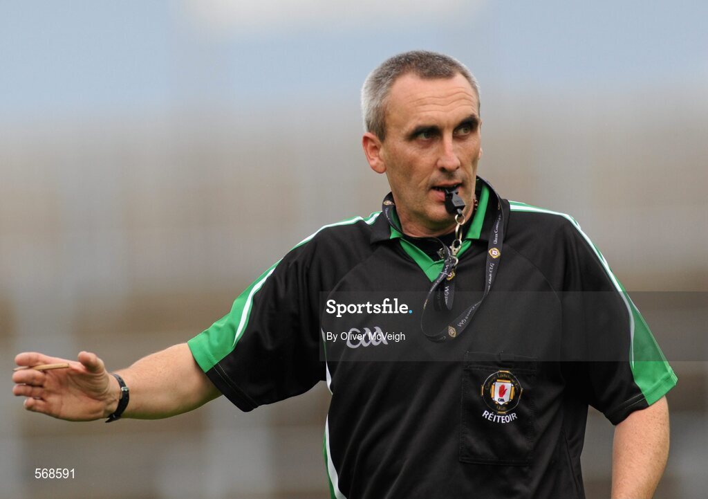 9 October 2011; Referee Declan Magee. AIB GAA Hurling Ulster Senior Club Championship Semi-Final, Loughgiel v  Dungiven Kevin Lynchs, Casement Park, Belfast, Co. Antrim. Picture credit: Oliver McVeigh / SPORTSFILE