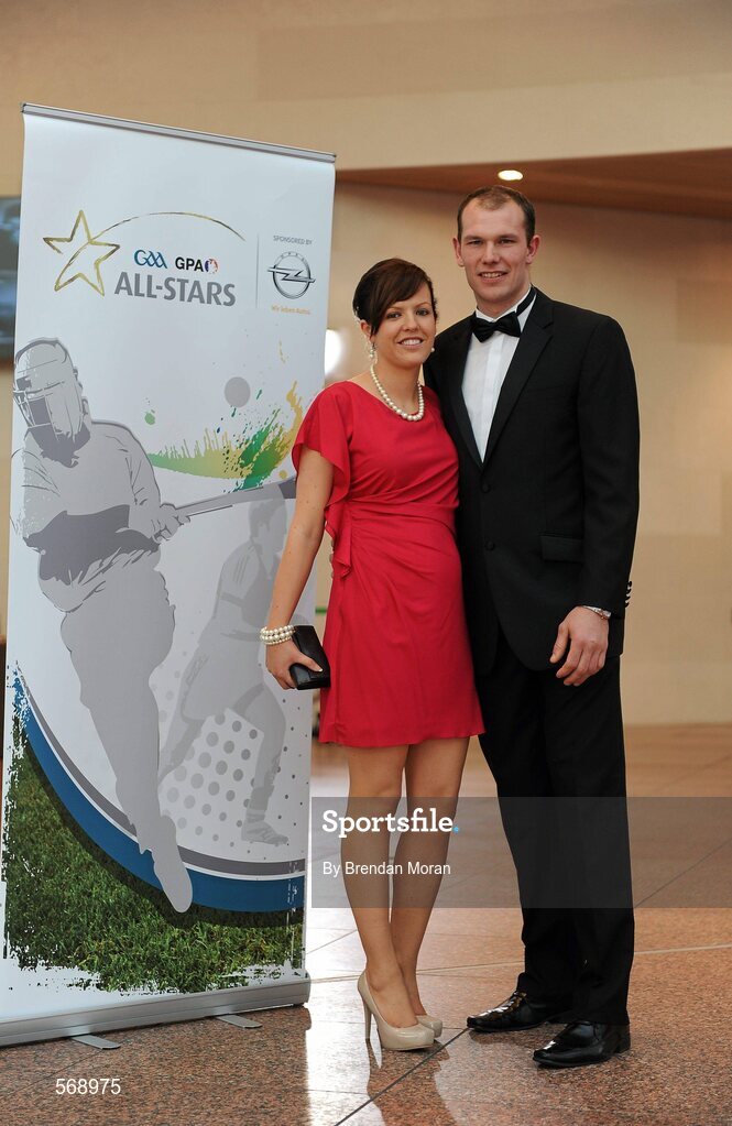 21 October 2011; Cork footballer Alan O'Connor with Lorraine Wholley, from Bantry, Co. Cork, in attendance at the GAA GPA All-Star Awards 2011 sponsored by Opel. National Convention Centre, Dublin. Picture credit: Brendan Moran / SPORTSFILE