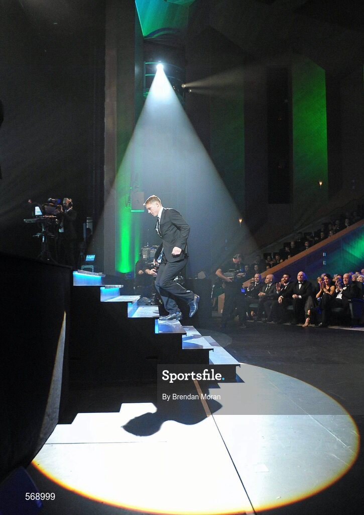 21 October 2011; Dublin's Paul Flynn walks up to collect his All Star award at the GAA GPA All-Star Awards 2011 sponsored by Opel. National Convention Centre, Dublin. Picture credit: Brendan Moran / SPORTSFILE