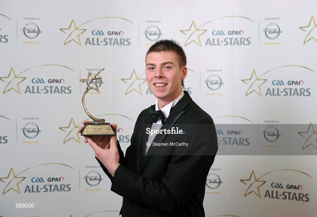 21 October 2011; Kerry hurler Shane Nolan with his GAA GPA All-Star Christy Ring Cup Player of the Year award at the GAA GPA All-Star Awards 2011 sponsored by Opel. National Convention Centre, Dublin. Picture credit: Stephen McCarthy / SPORTSFILE