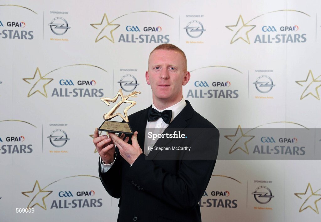 21 October 2011; John Mullane, Waterford, with his GAA GPA All-Star Hurling award at the GAA GPA All-Star Awards 2011 sponsored by Opel. National Convention Centre, Dublin. Picture credit: Stephen McCarthy / SPORTSFILE