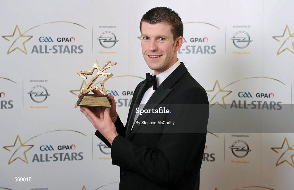 21 October 2011; Michael Rice, Kilkenny, with his GAA GPA All-Star Hurling award at the GAA GPA All-Star Awards 2011 sponsored by Opel. National Convention Centre, Dublin. Picture credit: Stephen McCarthy / SPORTSFILE