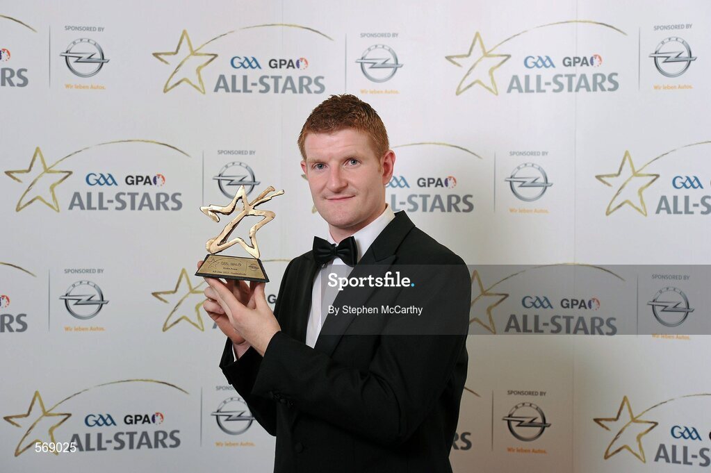 21 October 2011; Richie Power, Kilkenny, with his GAA GPA All-Star Hurling award at the GAA GPA All-Star Awards 2011 sponsored by Opel. National Convention Centre, Dublin. Picture credit: Stephen McCarthy / SPORTSFILE